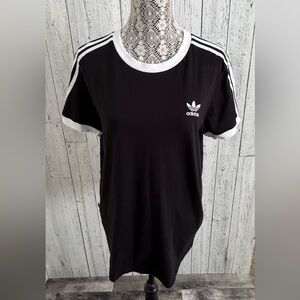 Adidas Black T-shirt With Contrast White Logo and Stripes, Sz M, EUC, H1